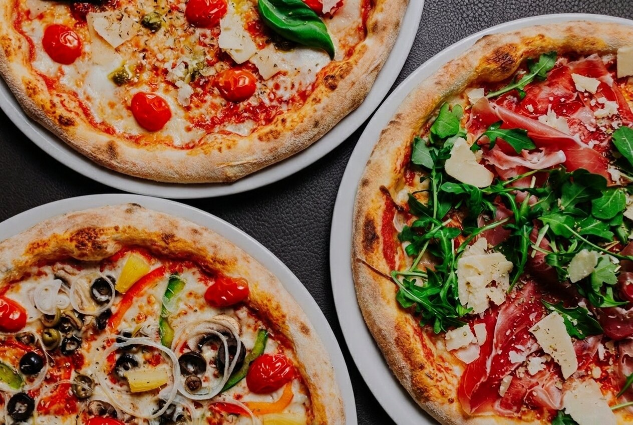 Stone-baked pizza